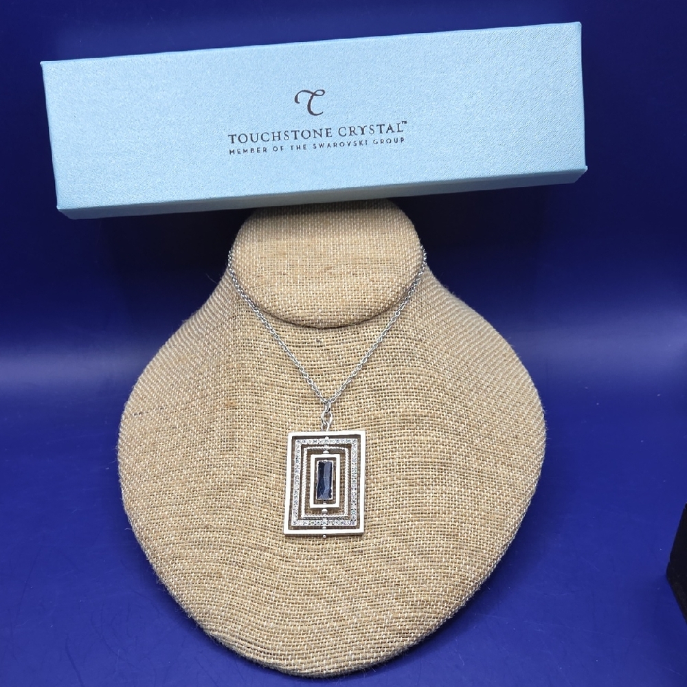 Touchstone Ask Around Crystal Silver Necklace with Swarovski Crystals Highlights
